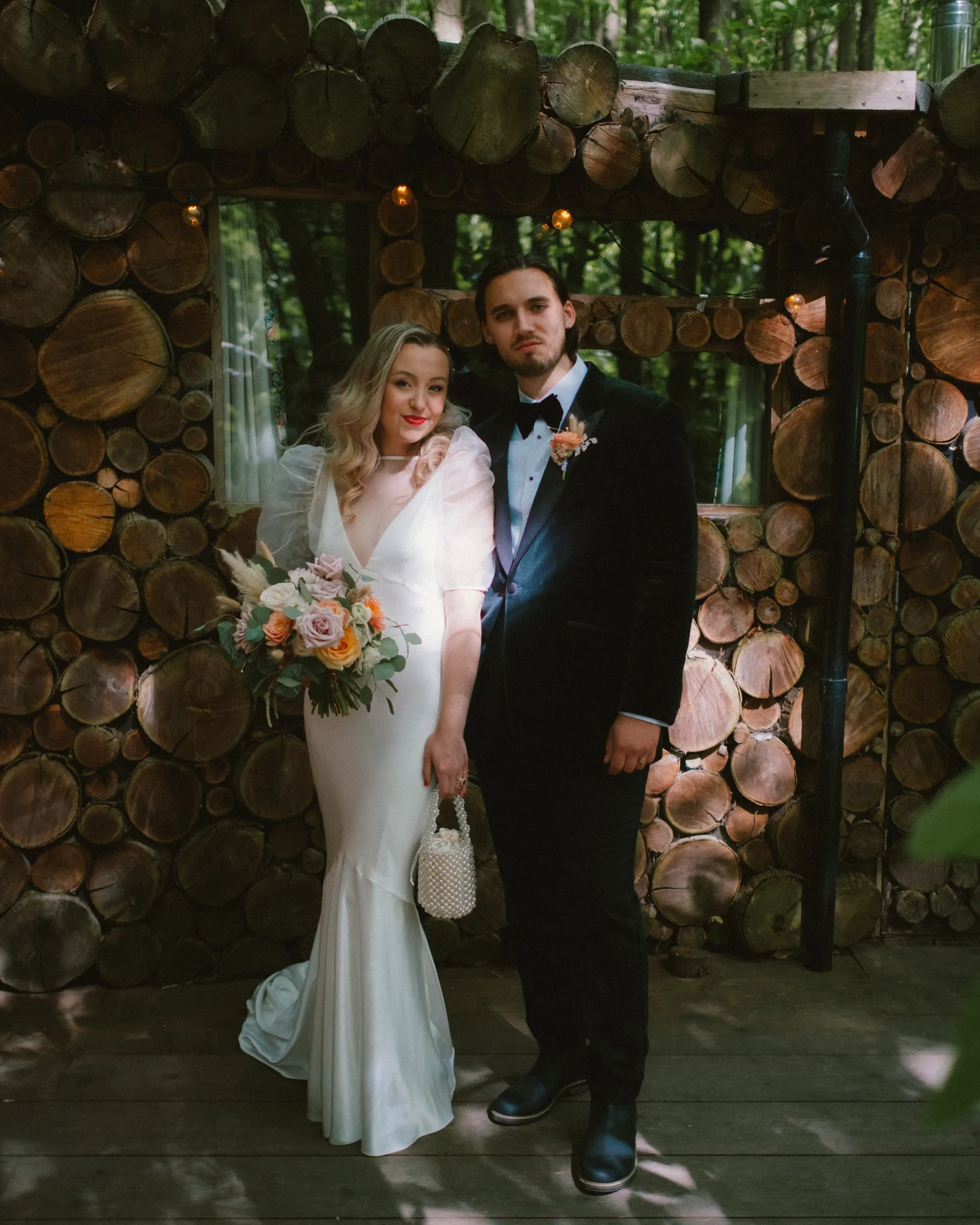 bride and groom portrait editorial style at the dreys in kent wedding venue