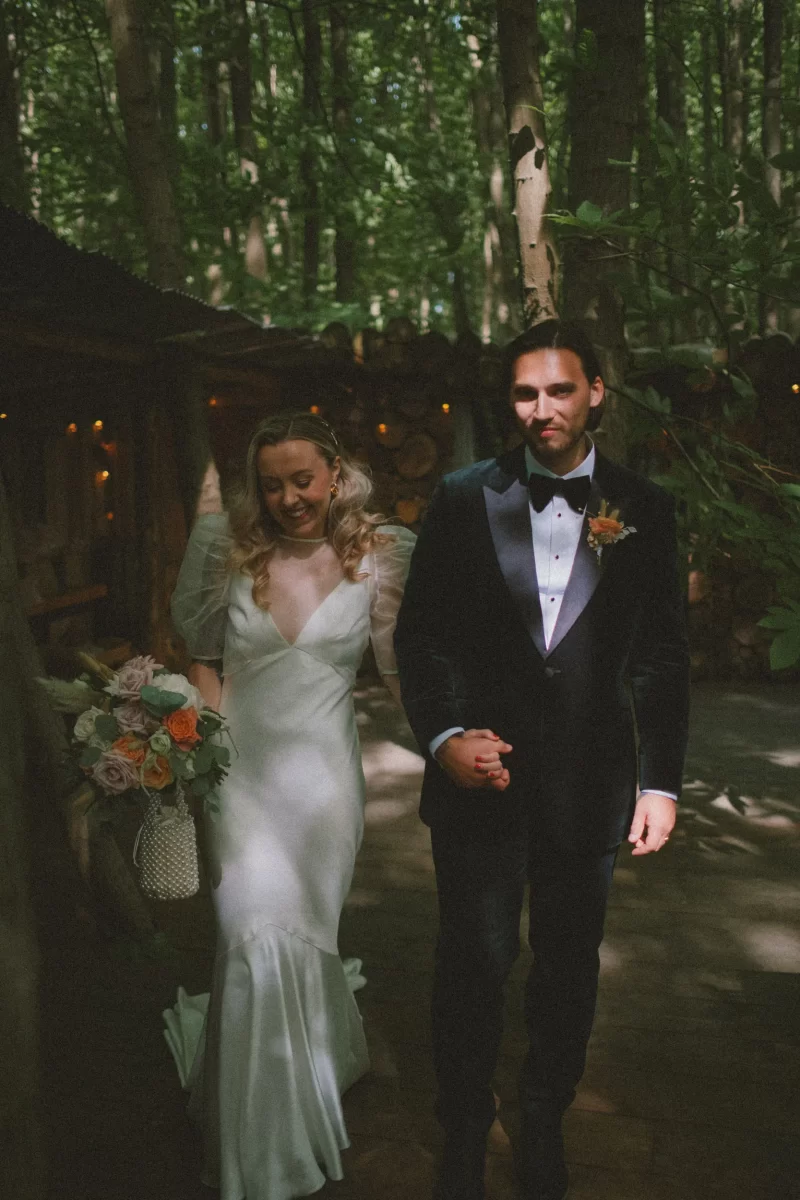 bride and groom natural candid walking documentary photography like film at the dreys wedding venue in kent