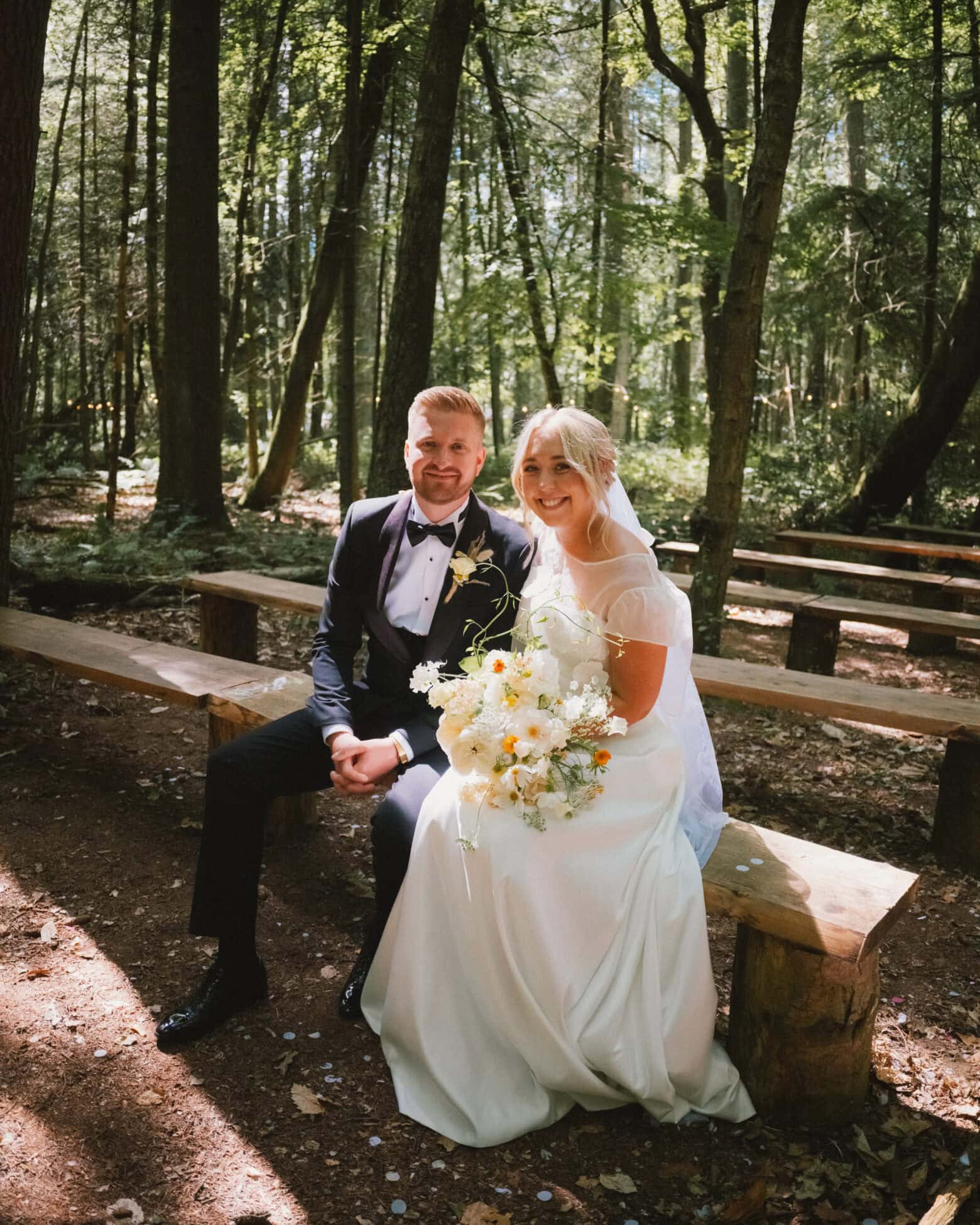 longton wood wedding photographer kent - bride and groom at ceremony aisle
