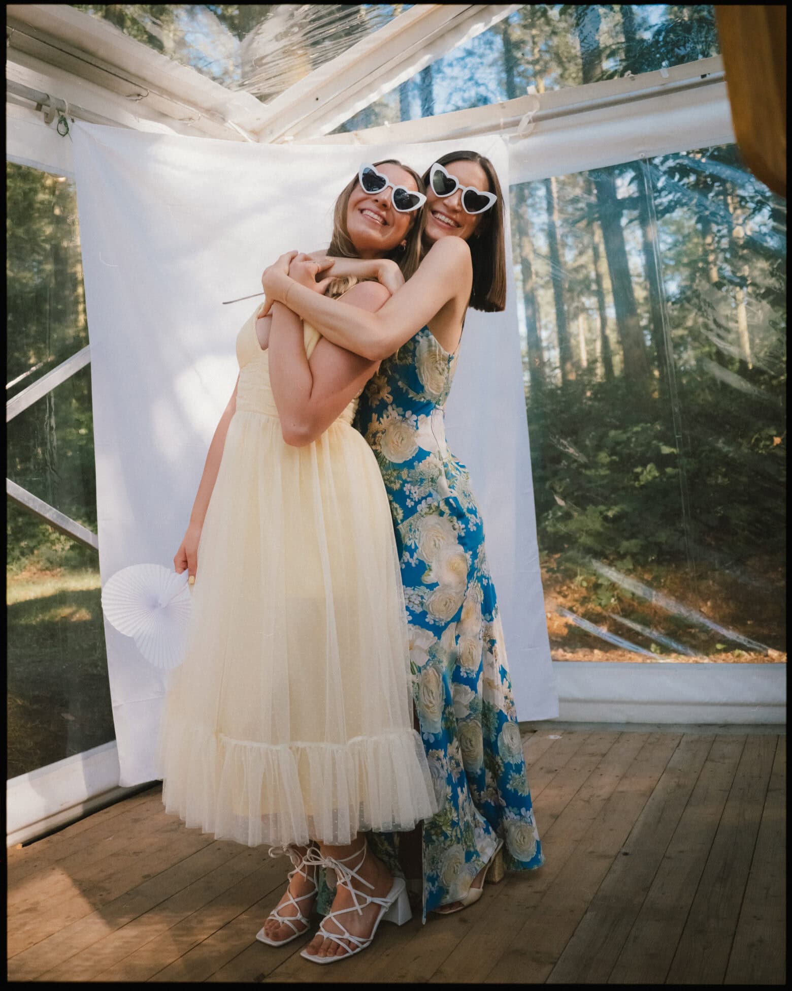 longton wood wedding photographer kent - guests in photo booth