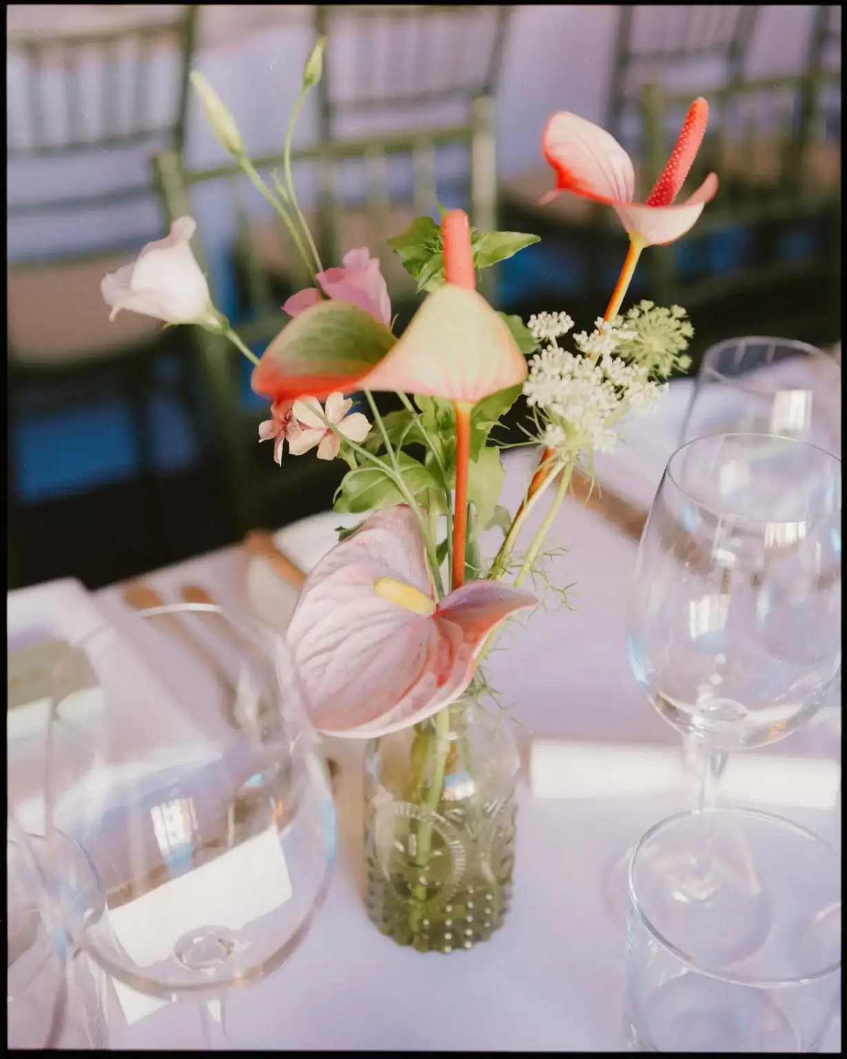 flowers in rye table setting