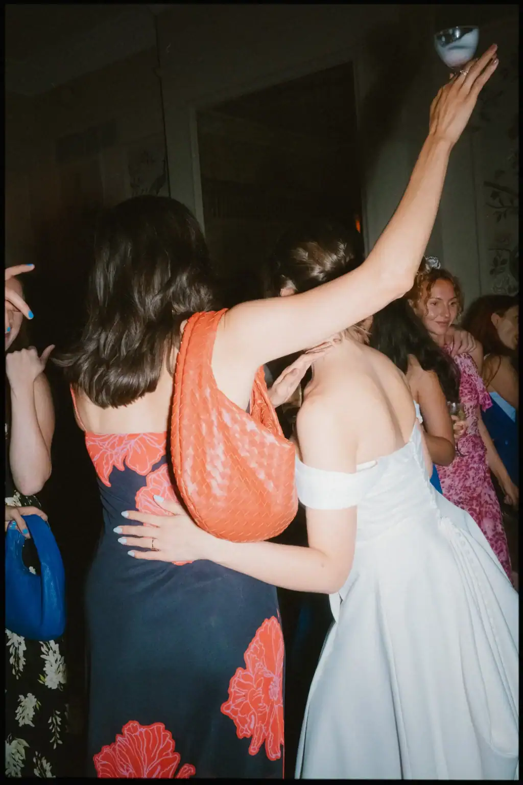 wedding guest partying with the bride in the ballroom at the george in rye
