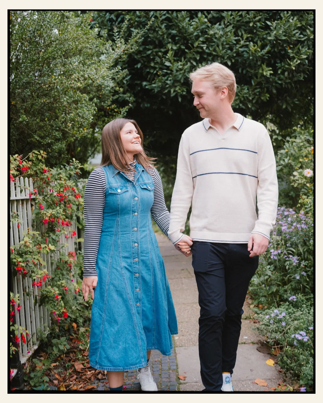 american couple at the george in rye for their engagement shoot ahead of their destination wedding