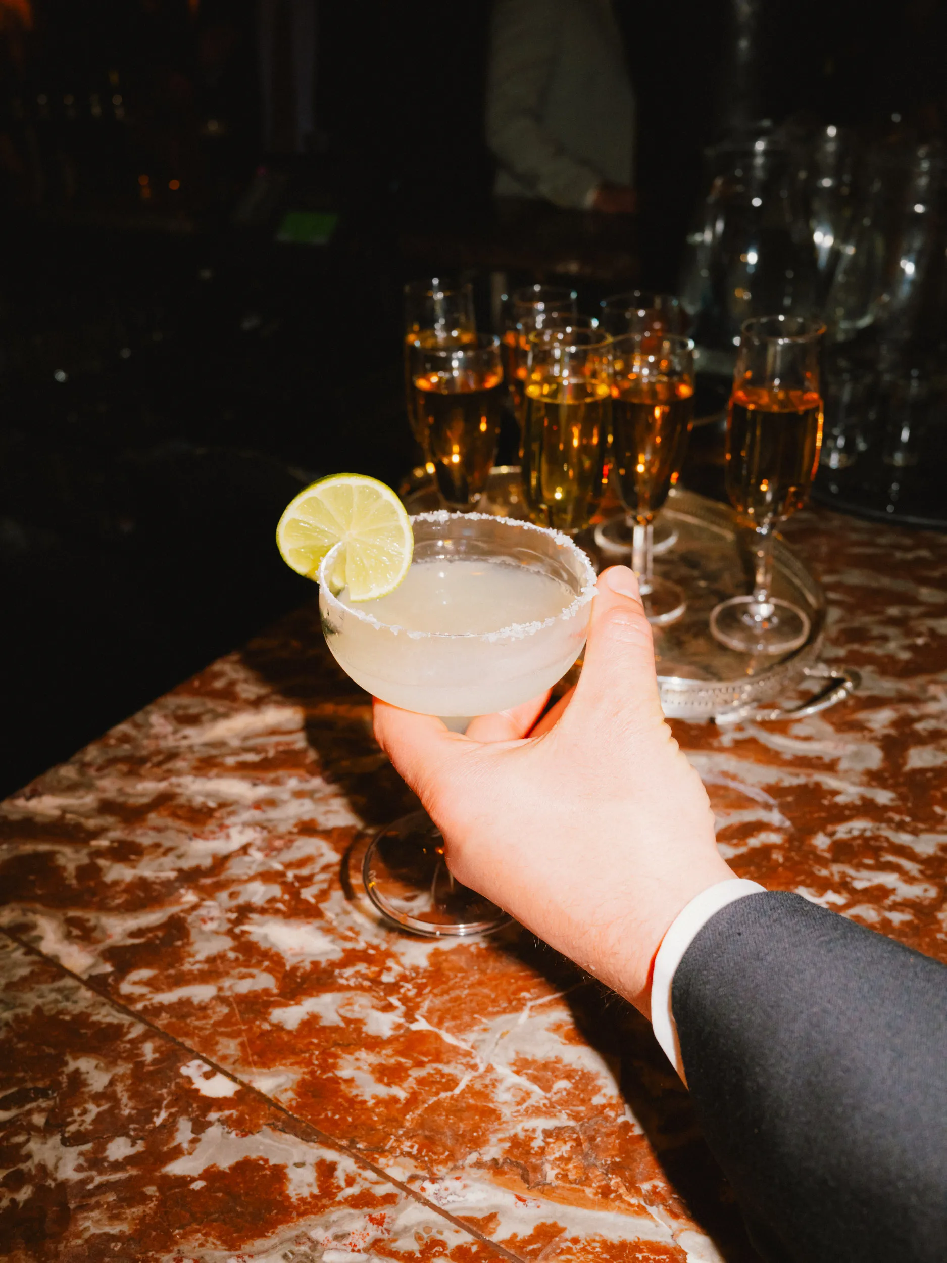 Fujifilm GFX100RF wedding photograph — direct flash martini